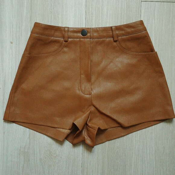 CULTNAKED High-Waisted Faux Leather Brown Short, Size: XS (Worn once!) - Picture 4 of 6